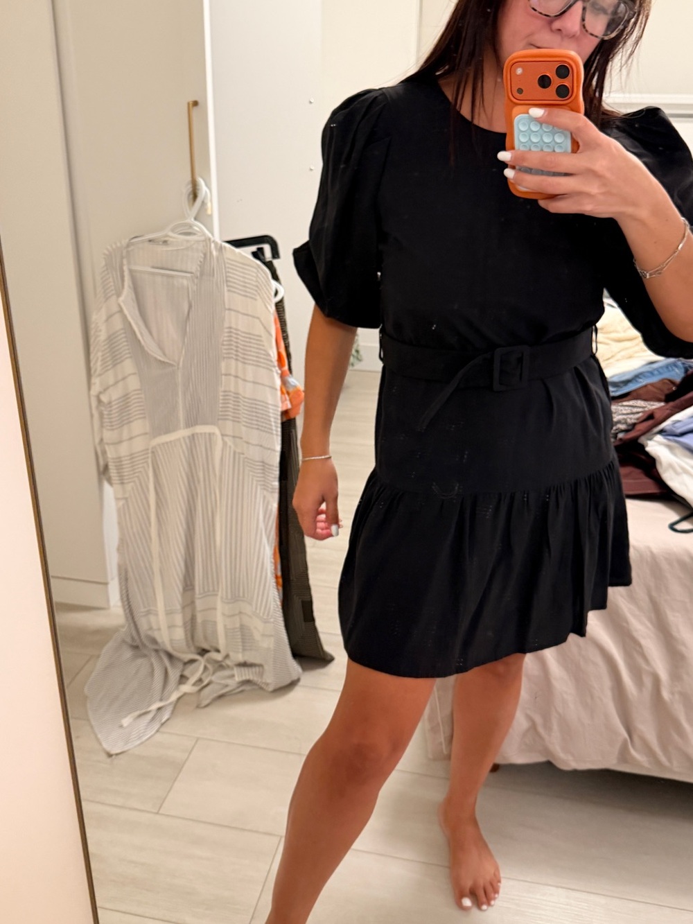 Zara | Dresses | Zara Black Puffsleeve Belted Mini Dress